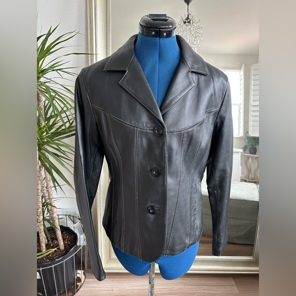 Vintage Wilson’s Leather Button Down Thick Stitch Coat Jacket Size M - Picture 2 of 9
